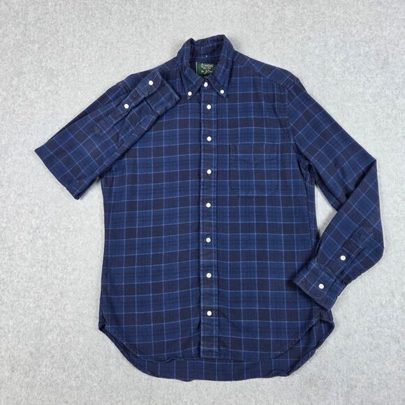 Gitman Bros. for J.Crew Mens Medium Gitman Vintage Navy Blue Flannel Shirt - Picture 4 of 10